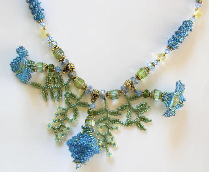 Balloon Flower Beadwork Necklace