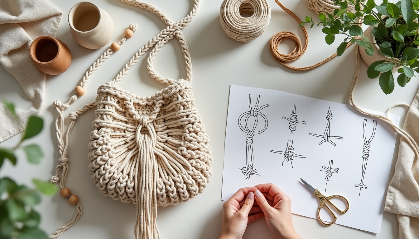 Sac macramé patron gratuit pdf : le modèle et son mode d’emploi