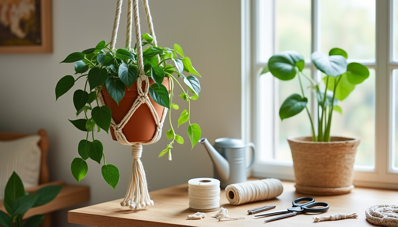 Suspension pour plante en macramé : coût et entretien