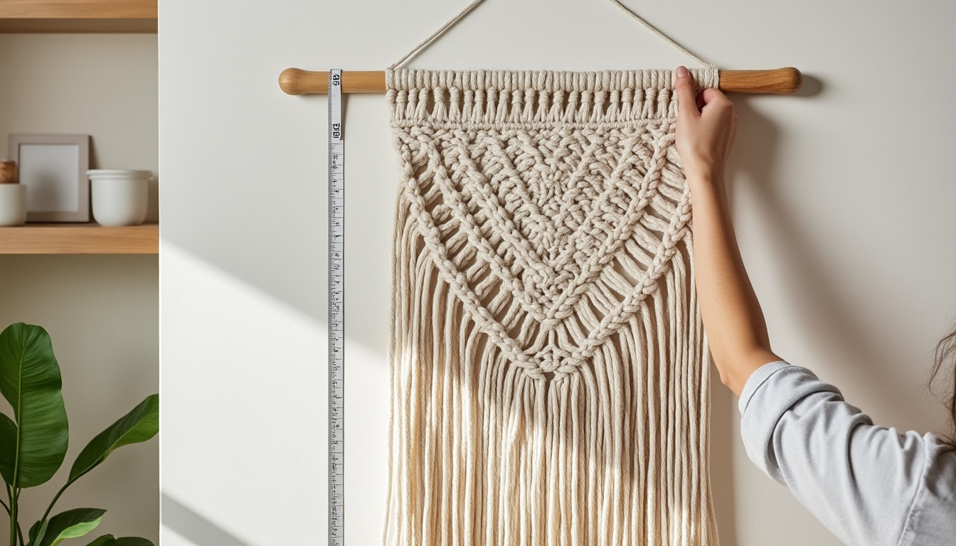 Tenture murale en macramé : dimensions et accrochage